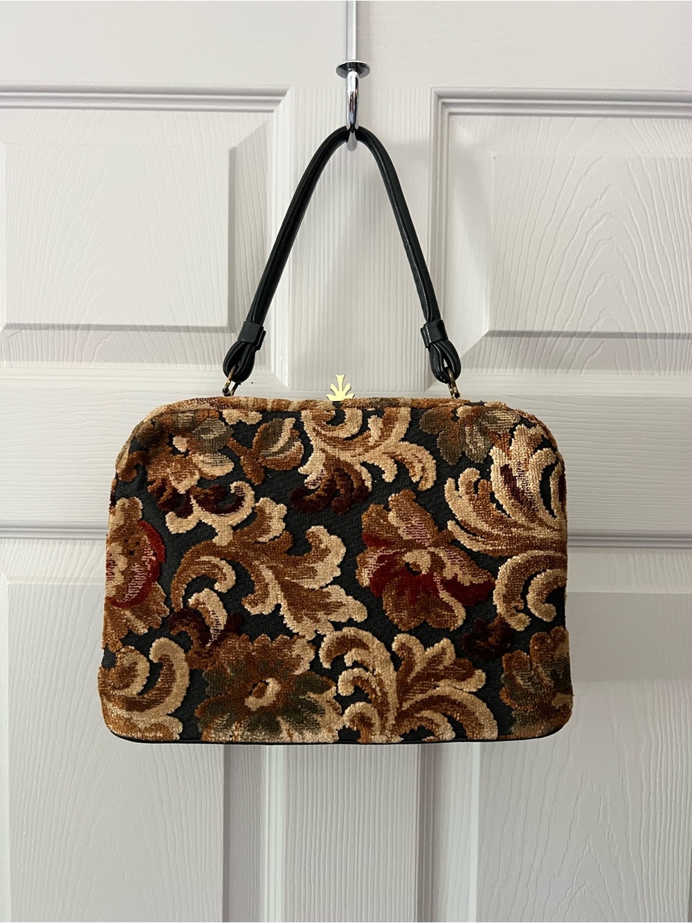 Vintage Mid Century Tapestry Floral Top-Handle Bag